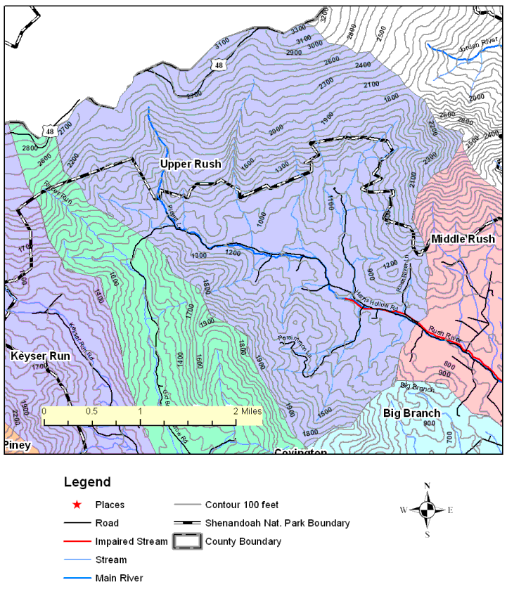 Upper Rush River Subwatershed, Topographic Map